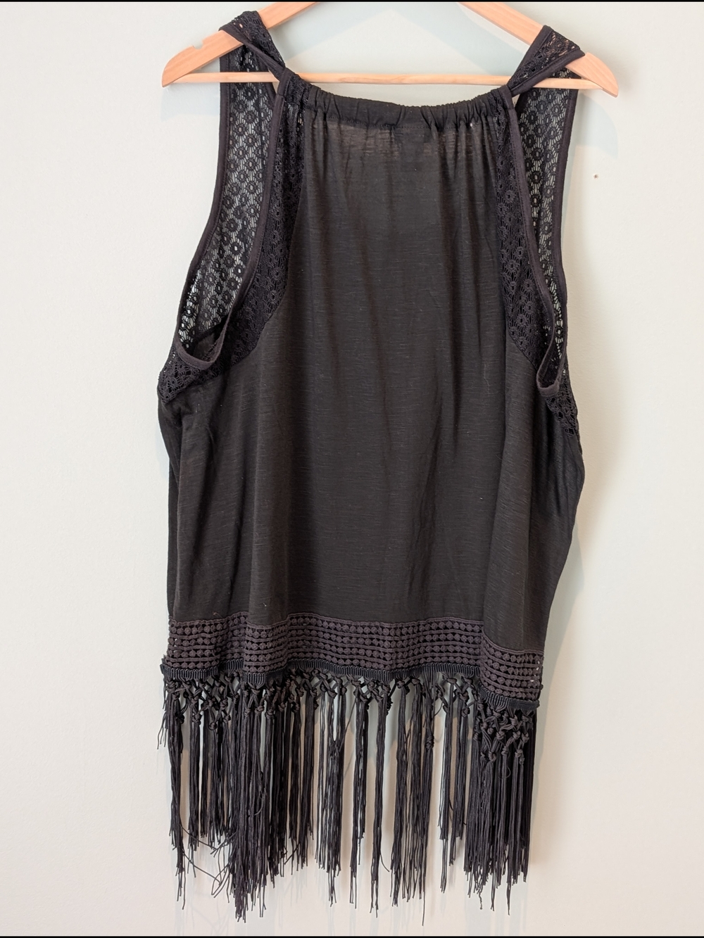 Torrid Grey Crochet Fringe Tank with Lace Insets - Picture 7 of 7